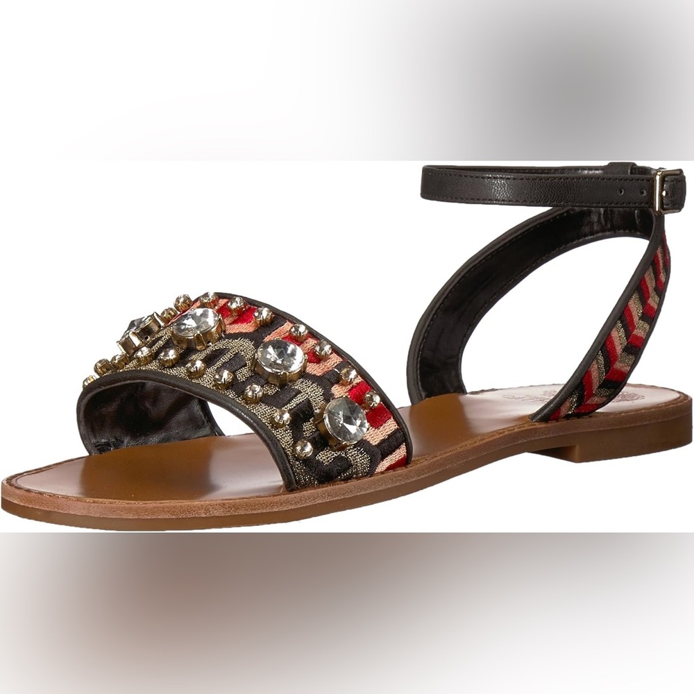 Vince Camuto Black and Tan Sandals with Studs